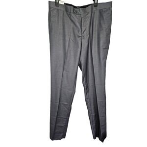Demantie Gray Dress Pants 44R/38 Modern Tailored Fit Wool-Touch Poly/Rayon